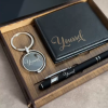 Coffret Cadeau Personnalisé de Luxe – Porte-Feuille, Stylo et Porte-Clés Gravés avec Message sur Mesure