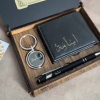 Coffret Cadeau Personnalisé de Luxe – Porte-Feuille, Stylo et Porte-Clés Gravés avec Message sur Mesure